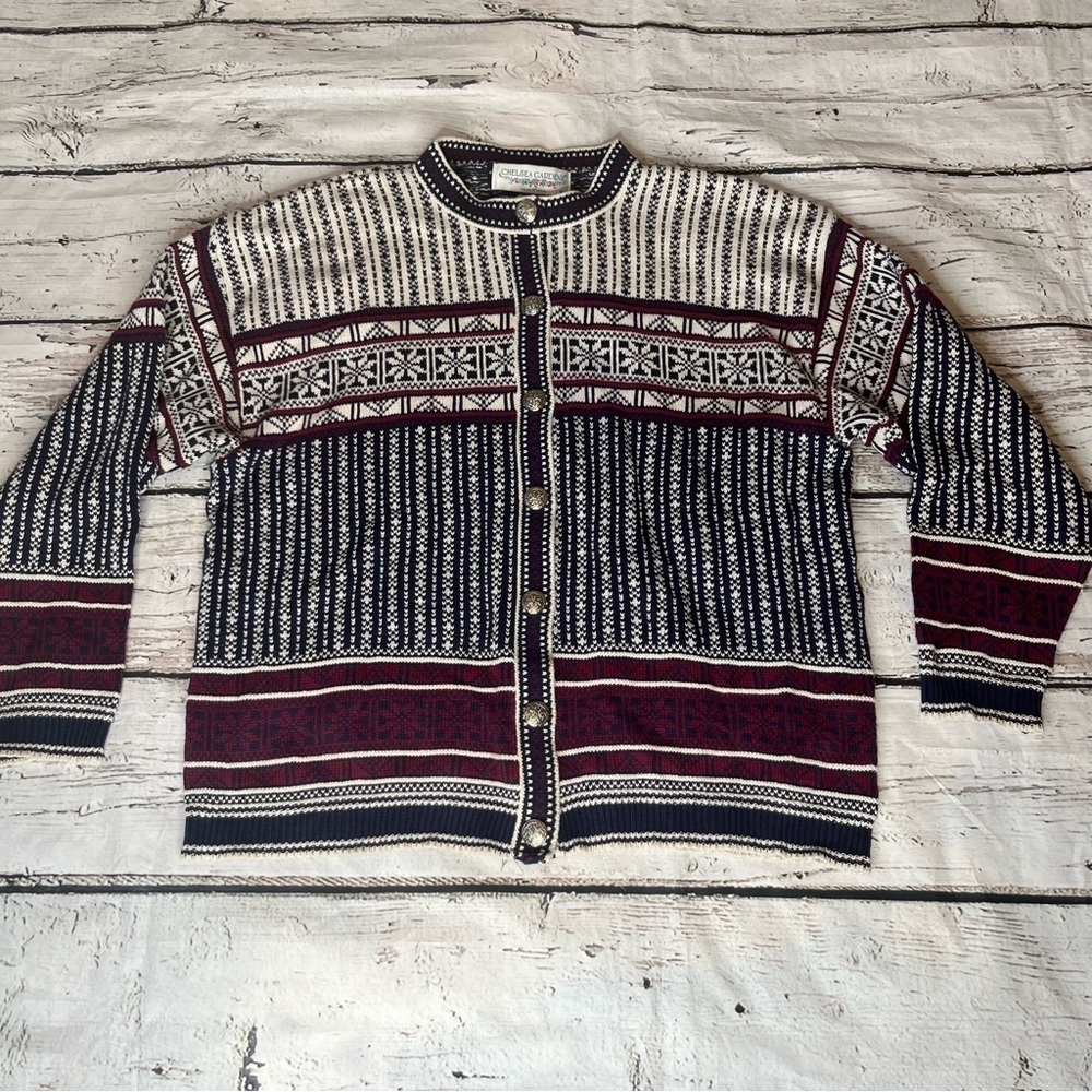 Vintage Chelsea Gardens Knit Cardigan Sweater Size M